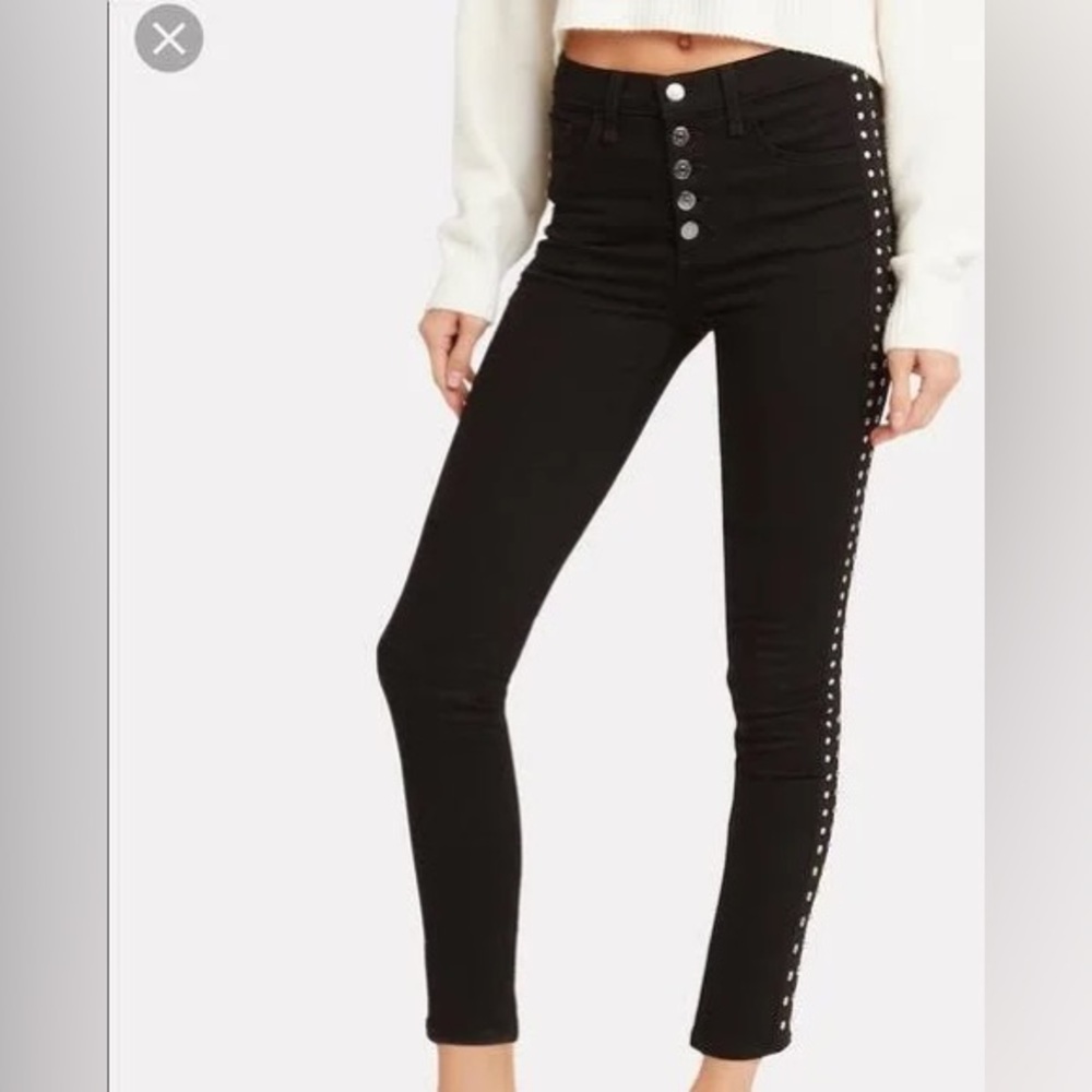Veronica Beard Debbie Rhinestone Bedazzled Black Skinny Jean 28